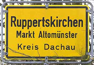 Ortsschild: Ruppertskirchen, Markt Altomünster, Kreis Dachau